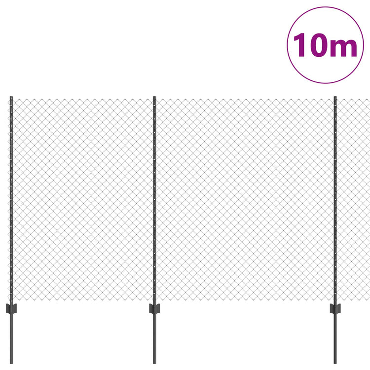 Vidaxl-Zaun mit Pfosten grau 1,5 x 10 m aus Stahl und PVC