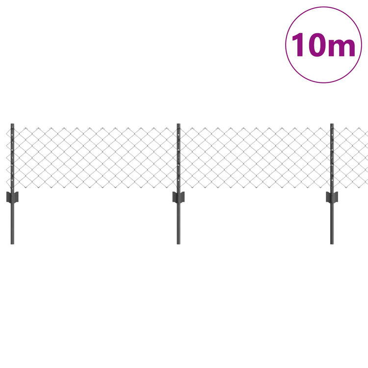 Vidaxl-Zaun mit Pfosten grau 0,4 x 10 m aus Stahl und PVC