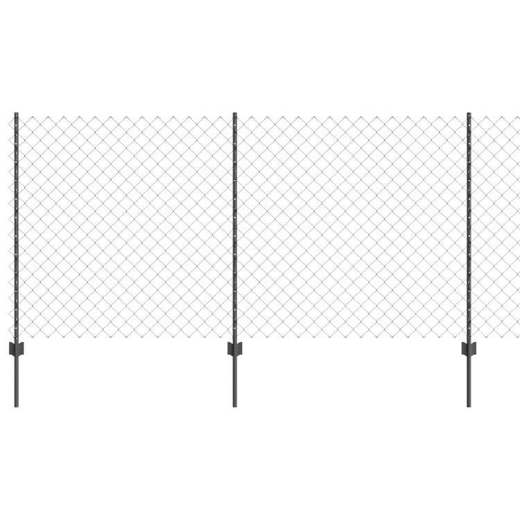 Vidaxl-Zaun mit Pfosten grau 1,2 x 10 m aus Stahl und PVC