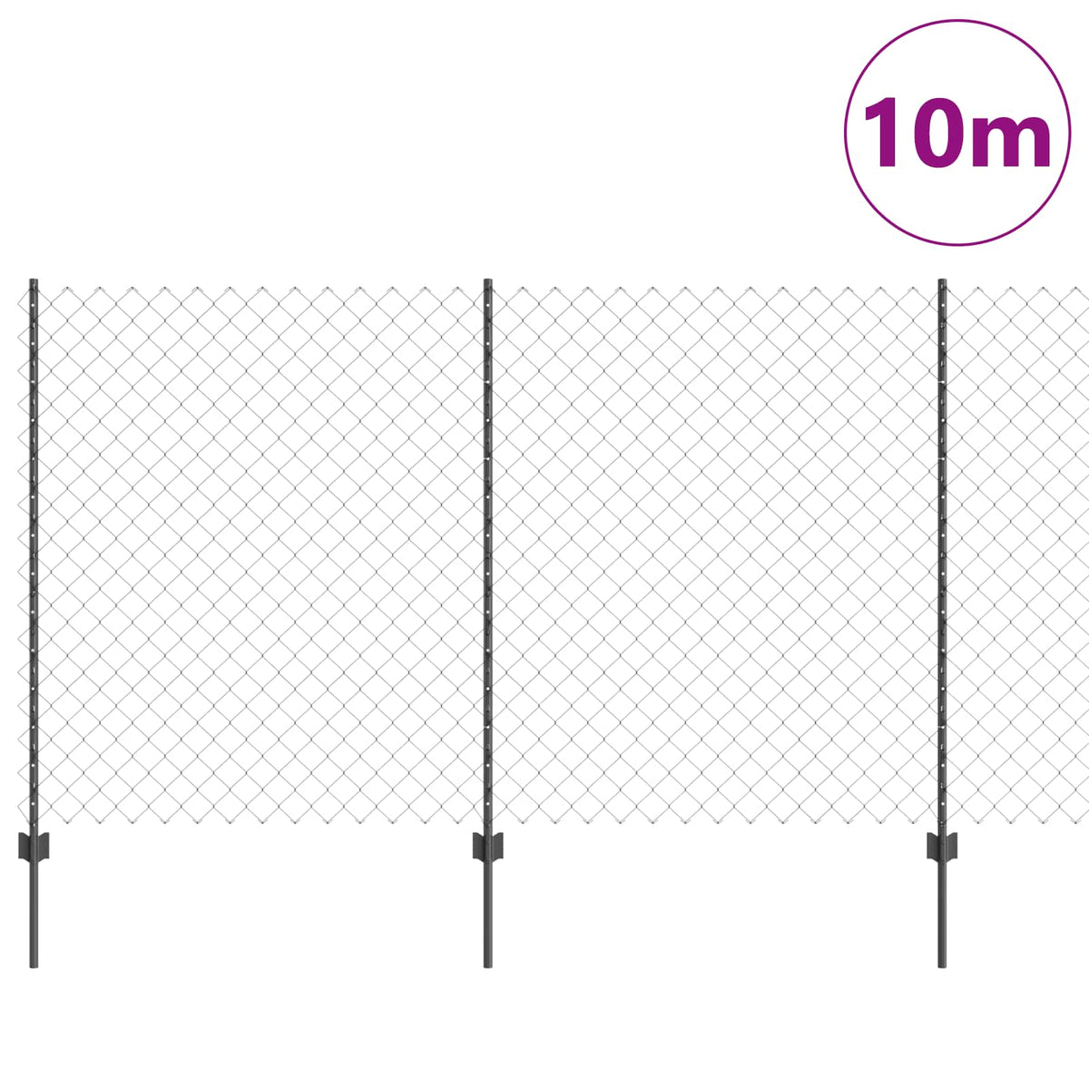 Vidaxl-Zaun mit Pfosten grau 1,4 x 10 m aus Stahl und PVC