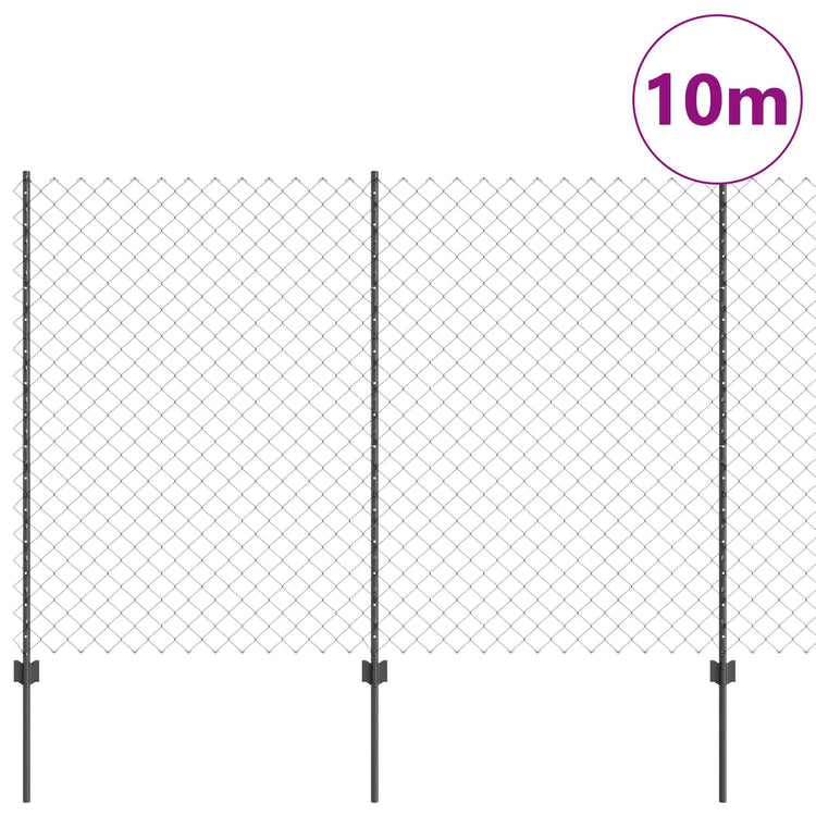 Vidaxl-Zaun mit Pfosten grau 1,5 x 10 m aus Stahl und PVC