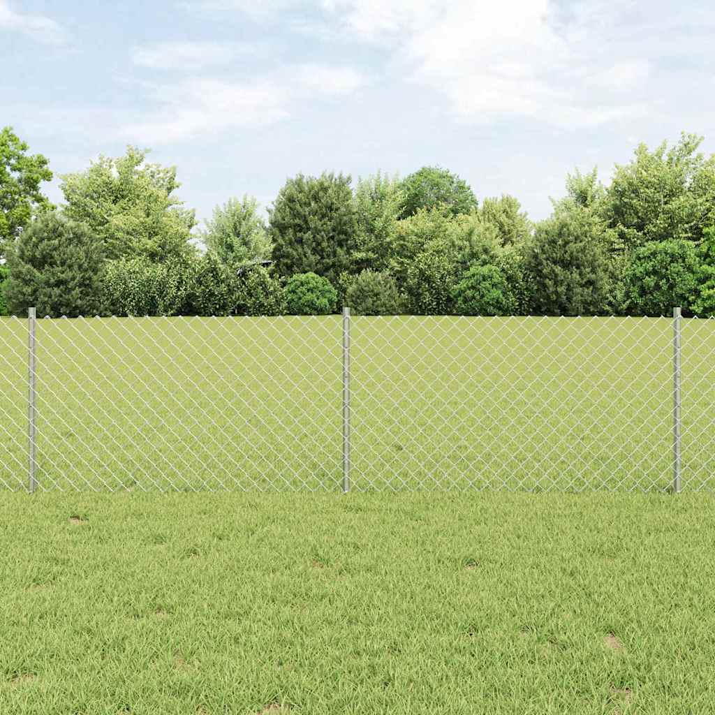 Vidaxxl Zaun mit Pfosten Silber 0,6 x 10 m Stahl