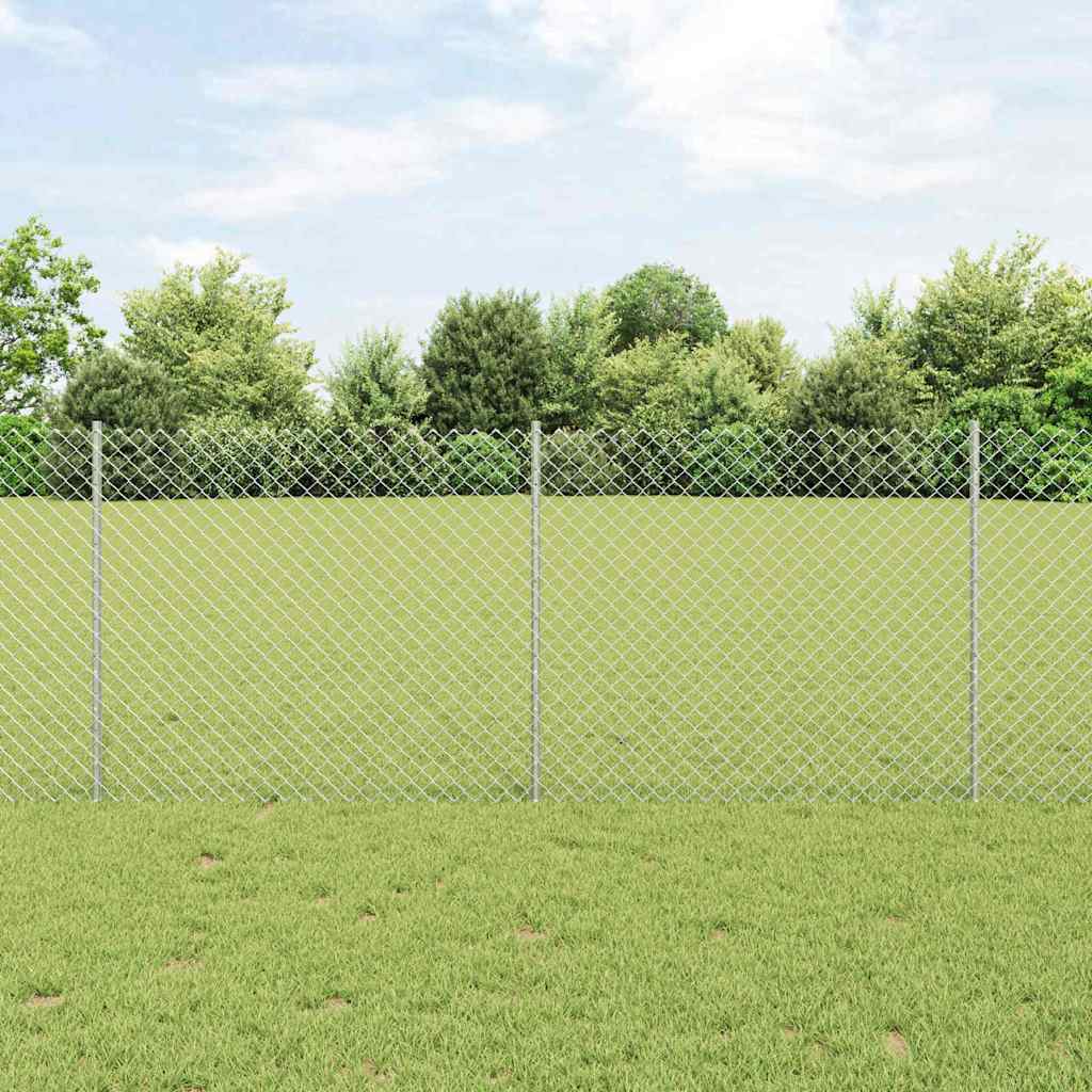 Vidaxxl Zaun mit Pfosten Silber 1 x 10 m Stahl
