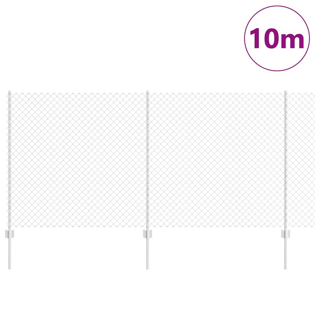 Vidaxxl Zaun mit Pfosten Silber 1,2 x 10 m Stahl