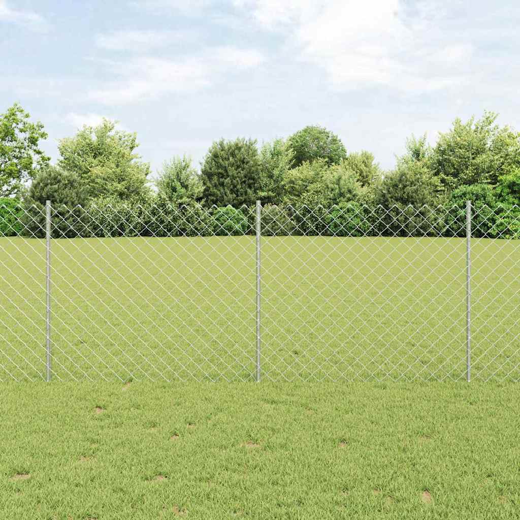 Vidaxxl Zaun mit Pfosten Silber 1 x 10 m Stahl