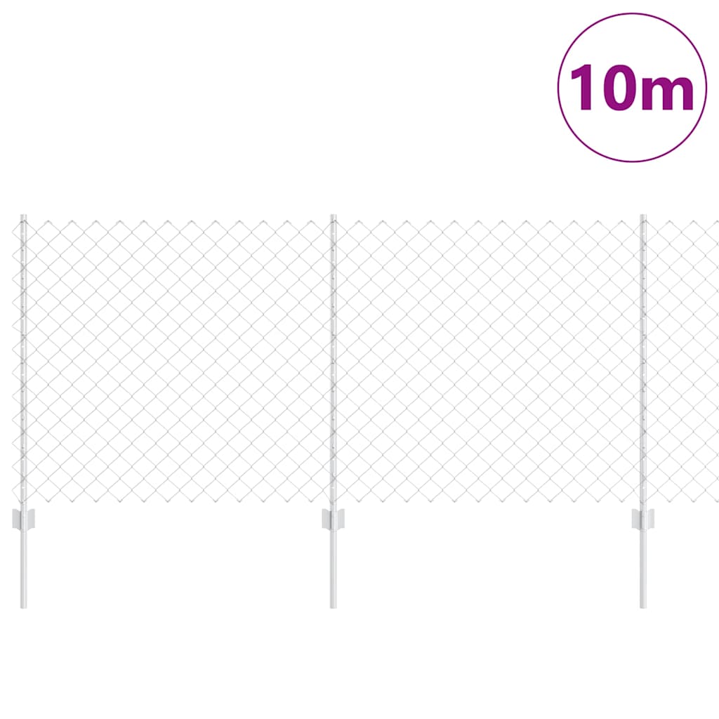 Vidaxxl Zaun mit Pfosten Silber 1 x 10 m Stahl