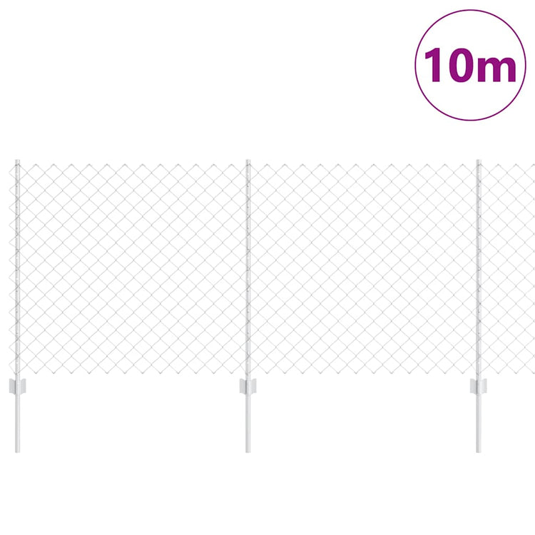Vidaxxl Zaun mit Pfosten Silber 1 x 10 m Stahl