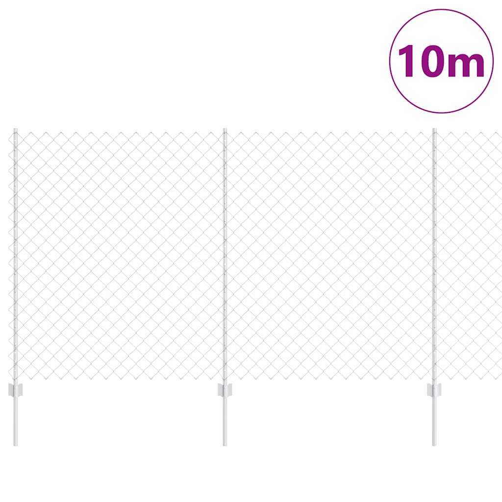 Vidaxxl Zaun mit Pfosten Silber 1,4 x 10 m Stahl