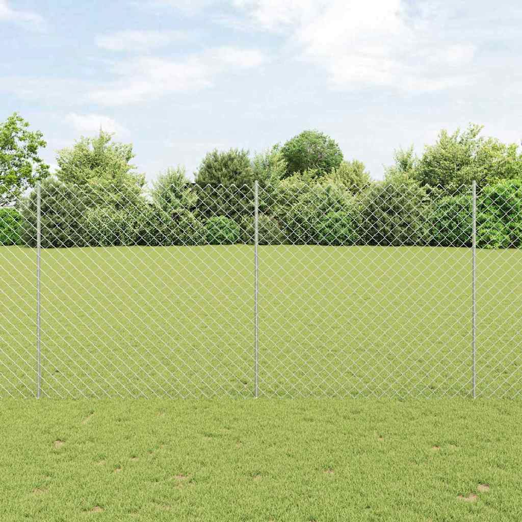 Vidaxxl Zaun mit Pfosten Silber 1,6 x 10 m Stahl