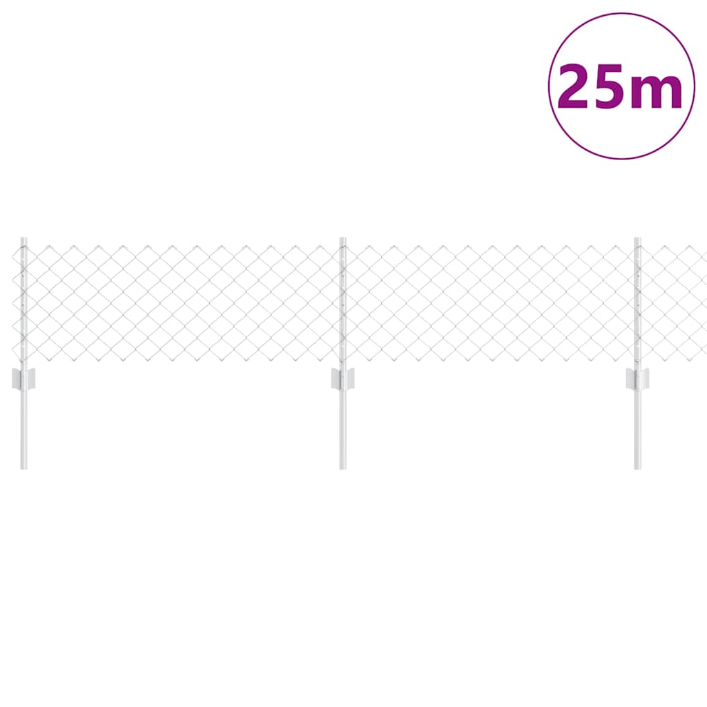 Vidaxxl Zaun mit Pfosten Silber 0,4 x 25 m Stahl