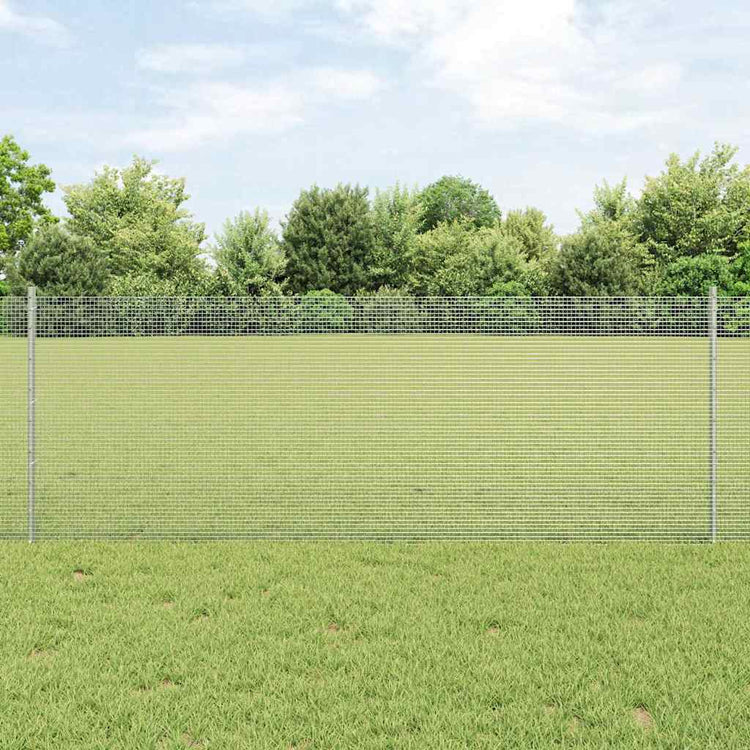 Vidaxxl Zaun mit Pfosten Silber 0,8 x 25 m Stahl