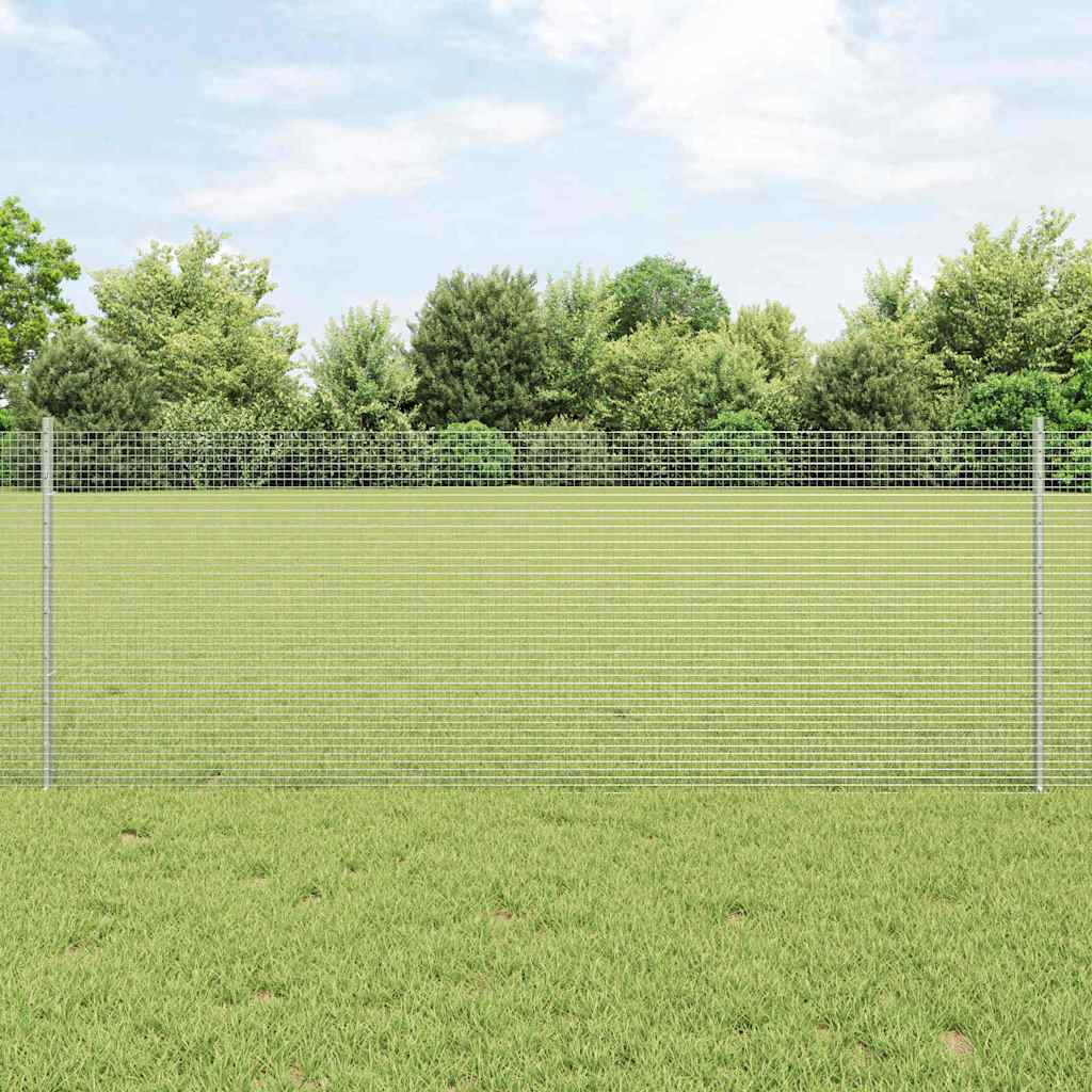 Vidaxxl Zaun mit Pfosten Silber 0,8 x 25 m Stahl