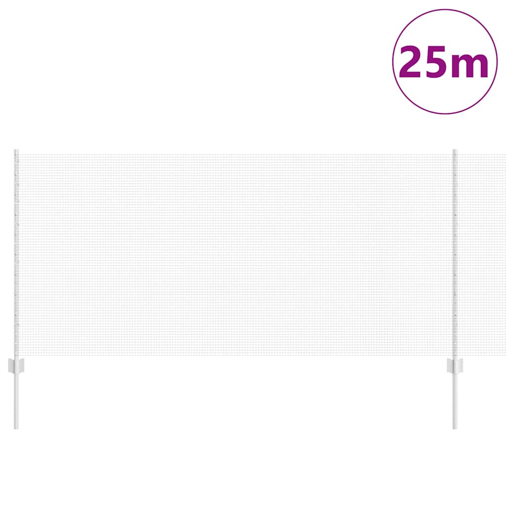 Vidaxxl Zaun mit Pfosten Silber 1 x 25 m Stahl