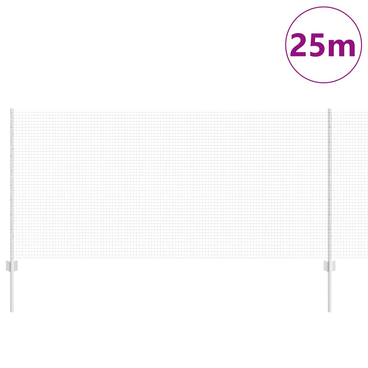 Vidaxxl Zaun mit Pfosten Silber 1 x 25 m Stahl