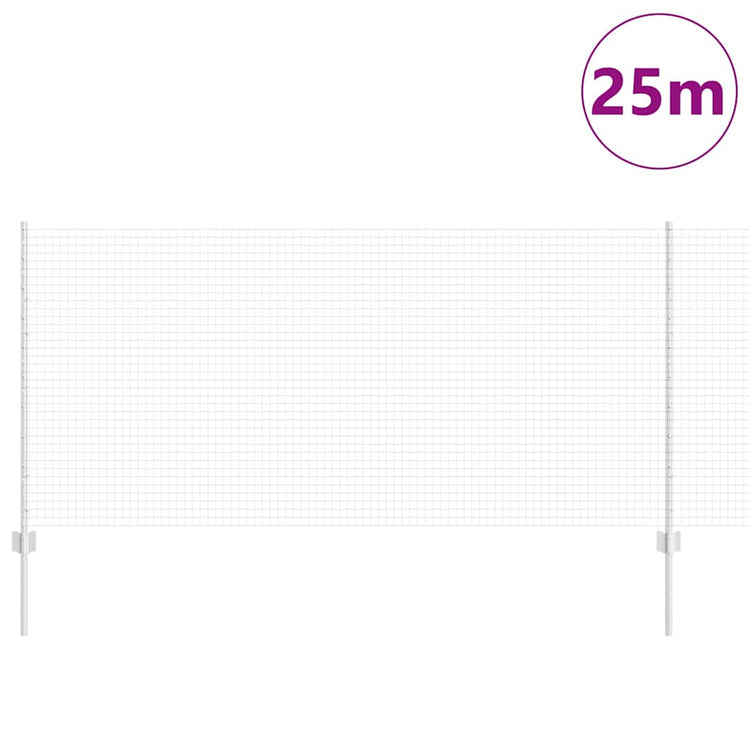 Vidaxxl Zaun mit Pfosten Silber 1 x 25 m Stahl