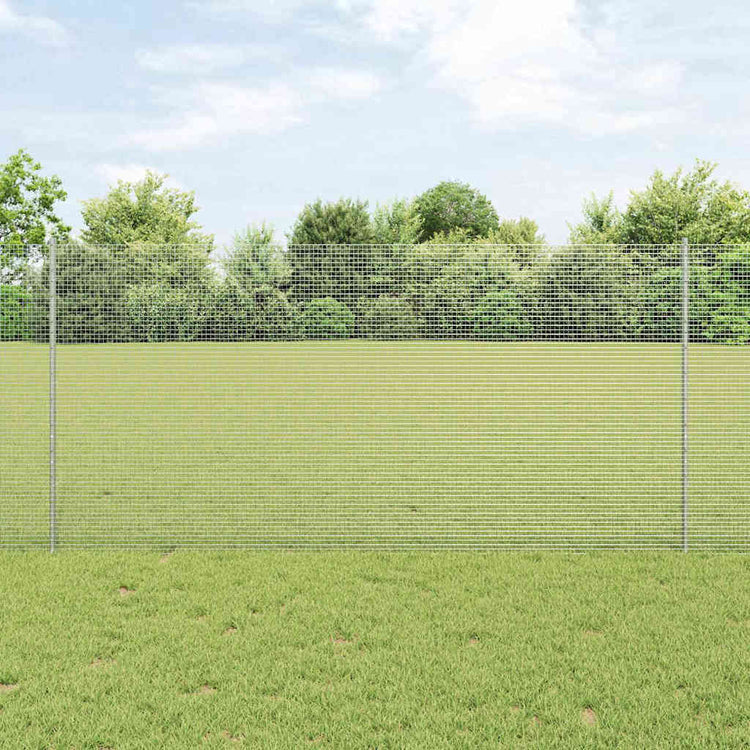Vidaxxl Zaun mit Pfosten Silber 1,2 x 25 m Stahl