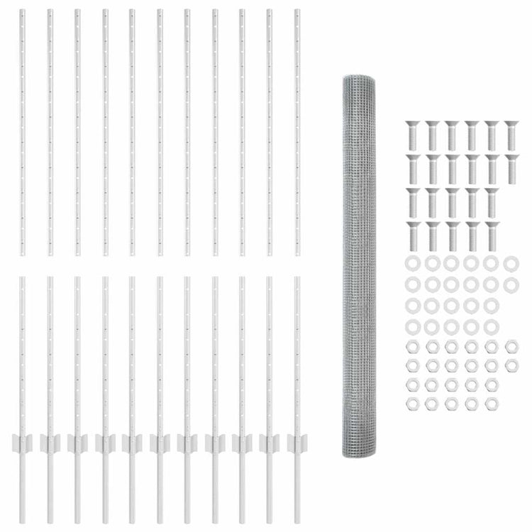 Vidaxxl Zaun mit Pfosten Silber 1,4 x 25 m Stahl