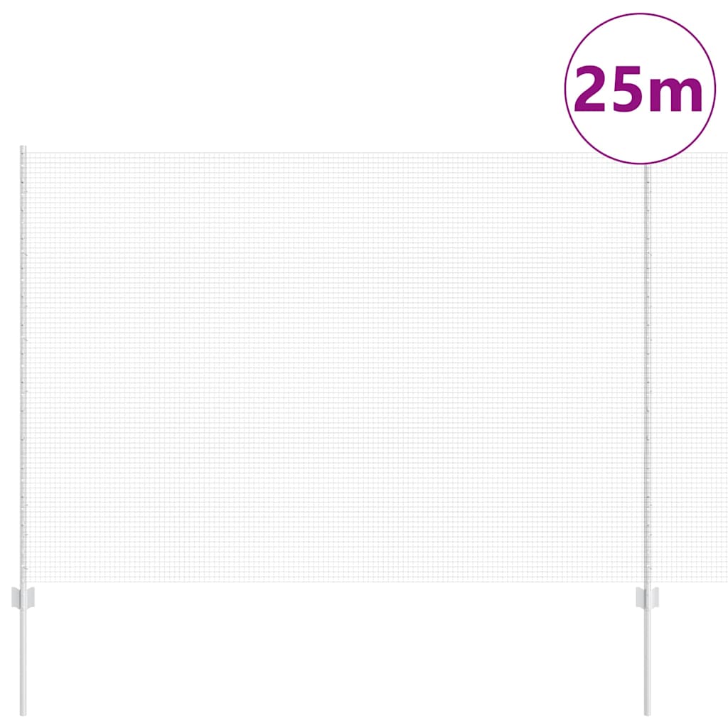 Vidaxl-Zaun mit silbernem Pfosten 1,6 x 25 m aus Stahl
