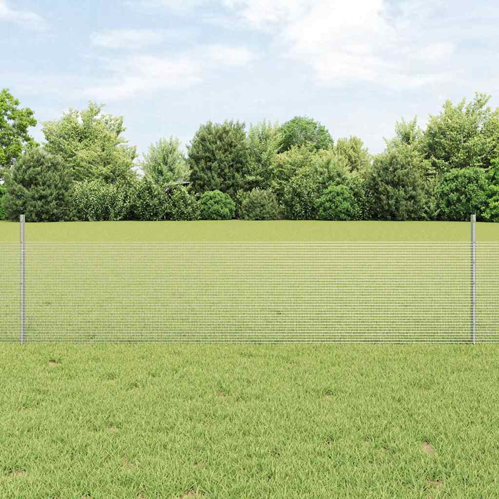Vidaxxl Zaun mit Pfosten Silber 0,5 x 50 m Stahl