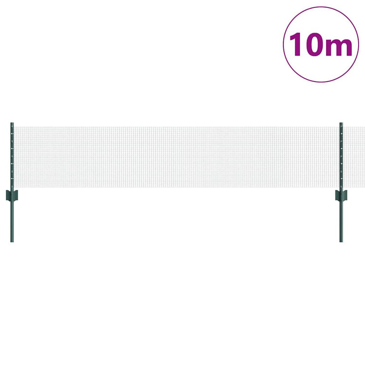 Vidaxxl-Zaun mit Pfosten grün 0,4 x 10 m aus Stahl und PVC