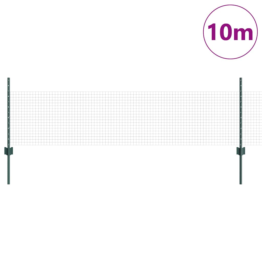 Vidaxxl Zaun mit Pfosten Grün 0,5 x 10 m Stahl