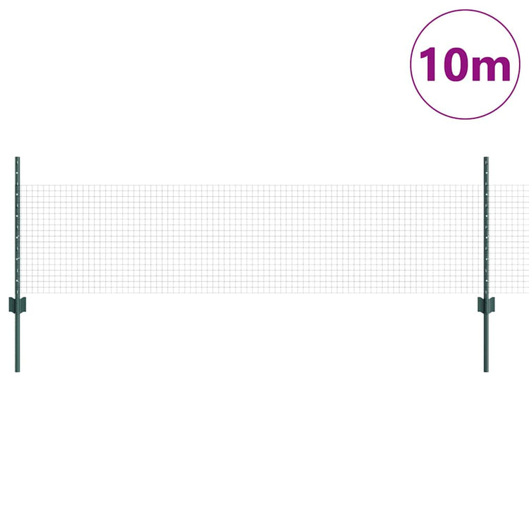 Vidaxxl Zaun mit Pfosten Grün 0,5 x 10 m Stahl