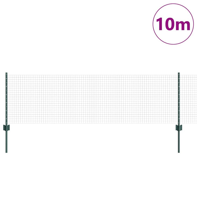 Vidaxxl-Zaun mit Pfosten grün 0,6 x 10 m aus Stahl und PVC