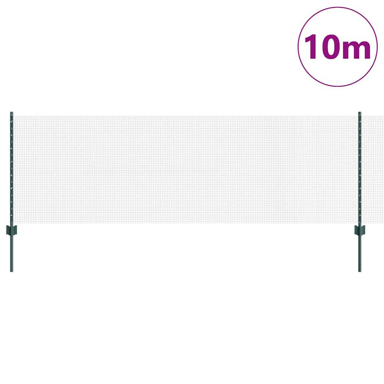 Vidaxl-Zaun mit Pfosten grün 0,8 x 10 m aus Stahl und PVC