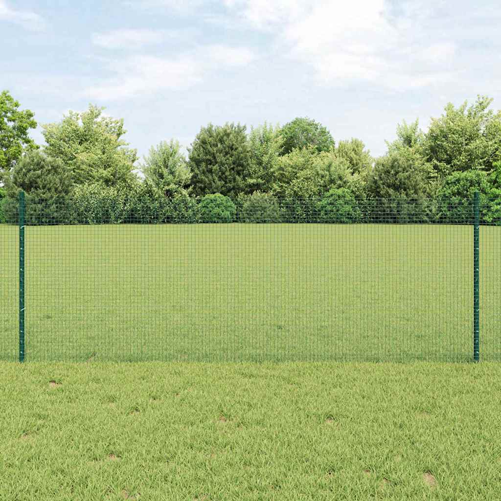 Vidaxl-Zaun mit Pfosten grün 0,8 x 10 m aus Stahl und PVC