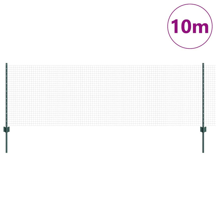 Vidaxl-Zaun mit Pfosten grün 0,8 x 10 m aus Stahl und PVC