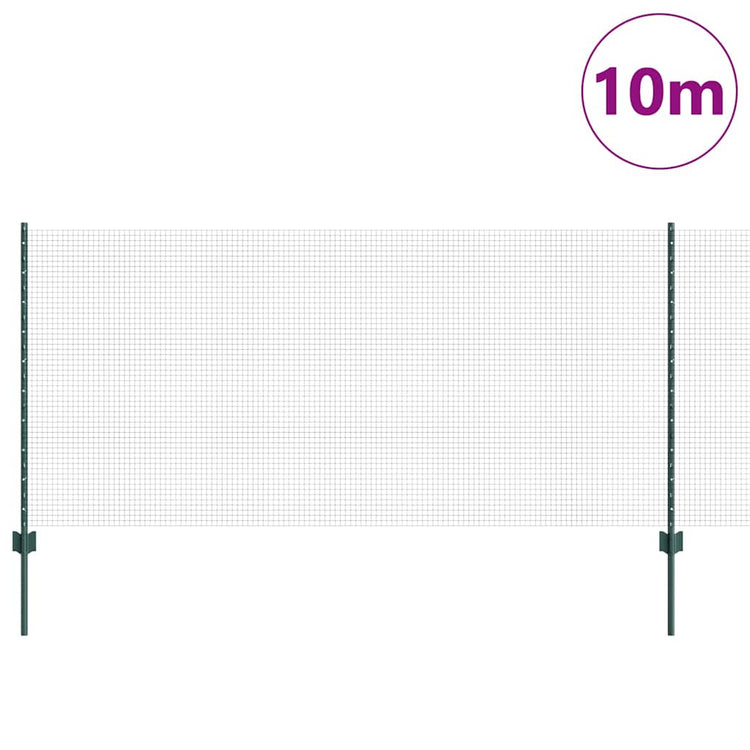 Vidaxxl Zaun mit Pfosten grün 1 x 10 m Stahl