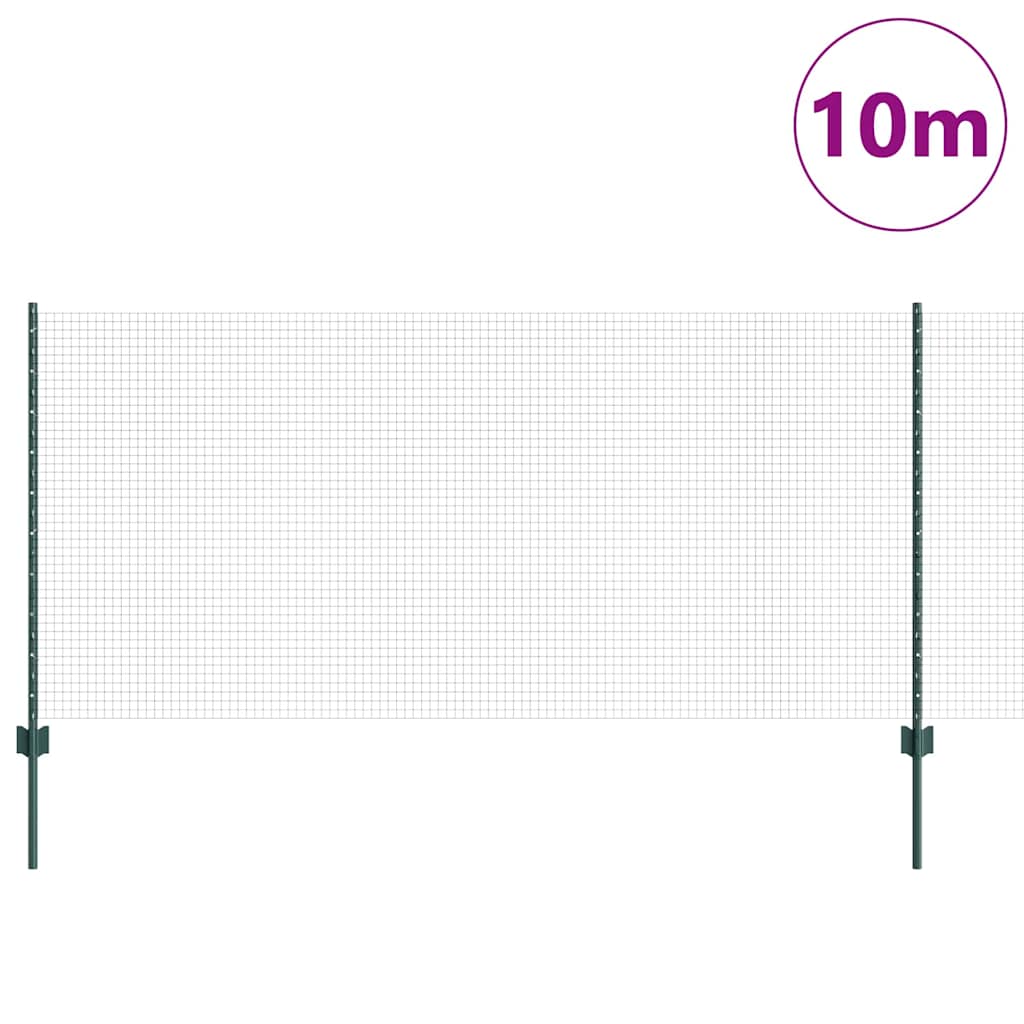 Vidaxxl Zaun mit Pfosten grün 1 x 10 m Stahl