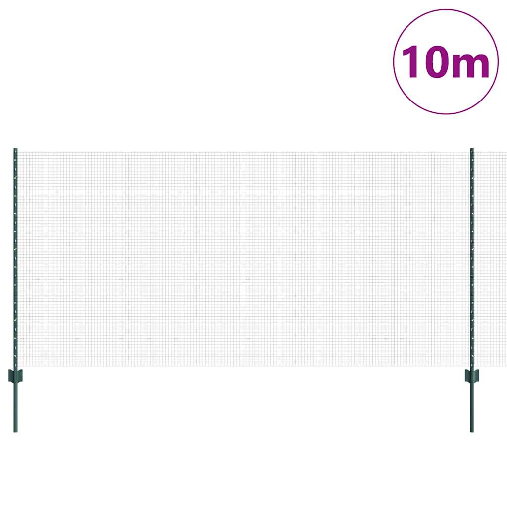 Vidaxxl-Zaun mit Pfosten grün 1,2 x 10 m aus Stahl und PVC