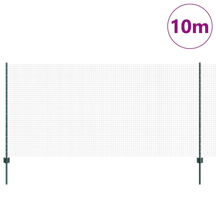 Vidaxxl-Zaun mit Pfosten grün 1,2 x 10 m aus Stahl und PVC
