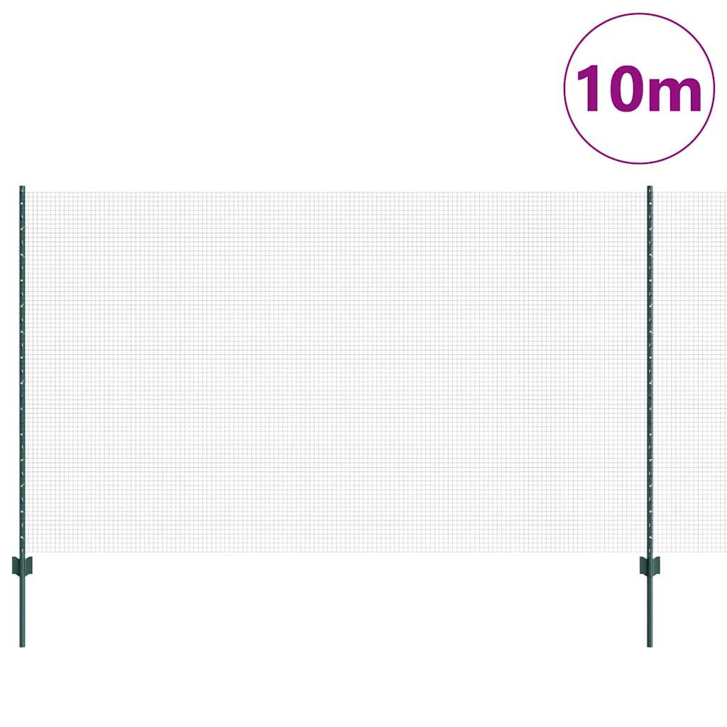 Vidaxxl-Zaun mit Pfosten grün 1,4 x 10 m aus Stahl und PVC