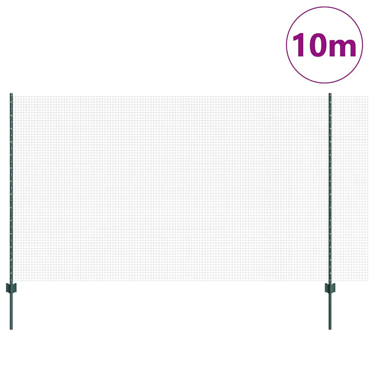 Vidaxxl-Zaun mit Pfosten grün 1,4 x 10 m aus Stahl und PVC