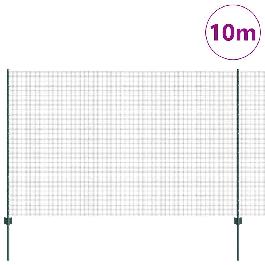 Vidaxl-Zaun mit Pfosten grün 1,6 x 10 m aus Stahl und PVC