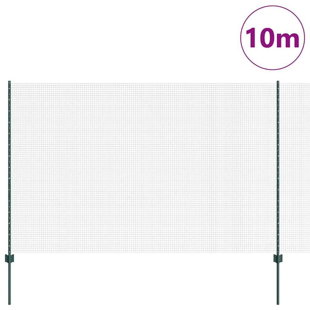 Vidaxl-Zaun mit Pfosten grün 1,6 x 10 m aus Stahl und PVC