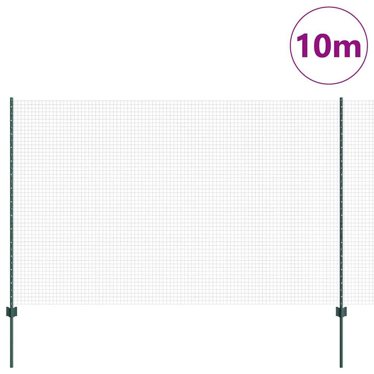 Vidaxl-Zaun mit Pfosten grün 1,6 x 10 m aus Stahl und PVC