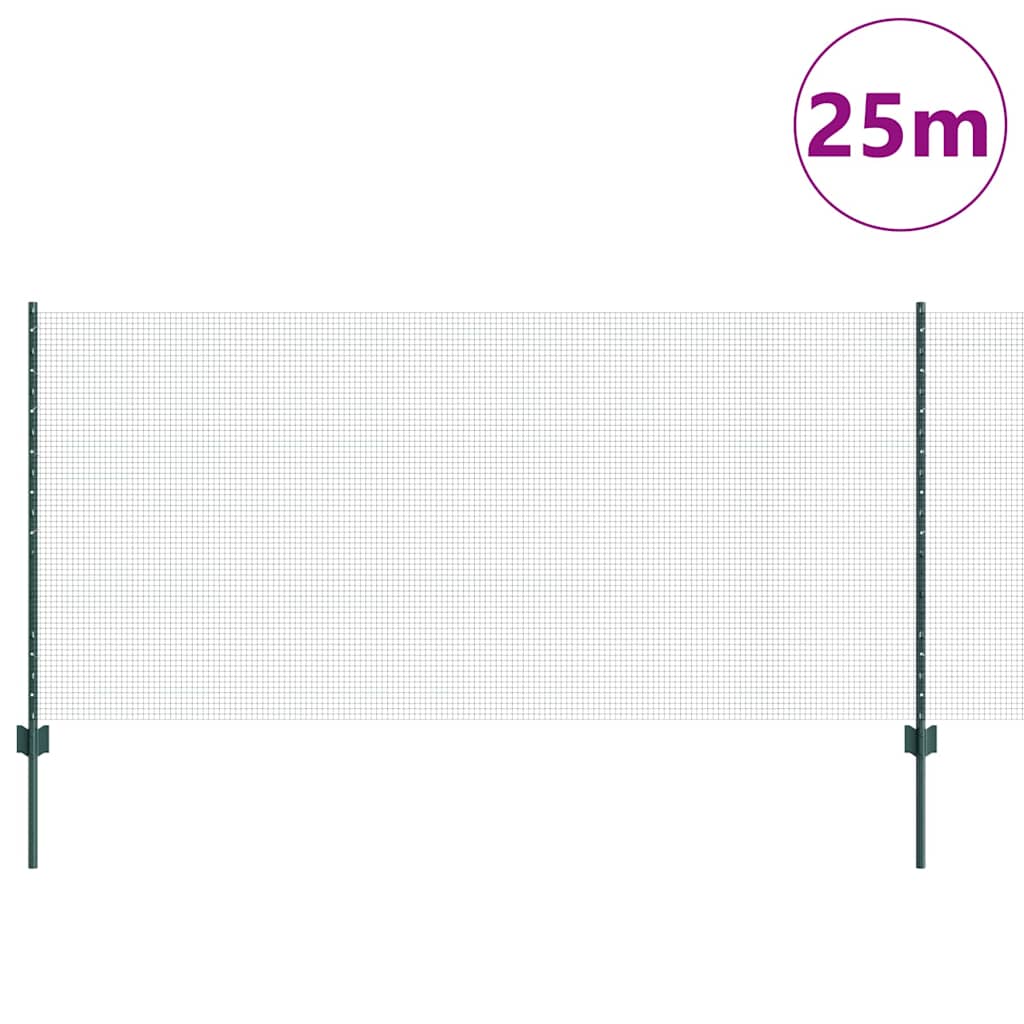 Vidaxxl Zaun mit Pfosten grün 1 x 25 m Stahl