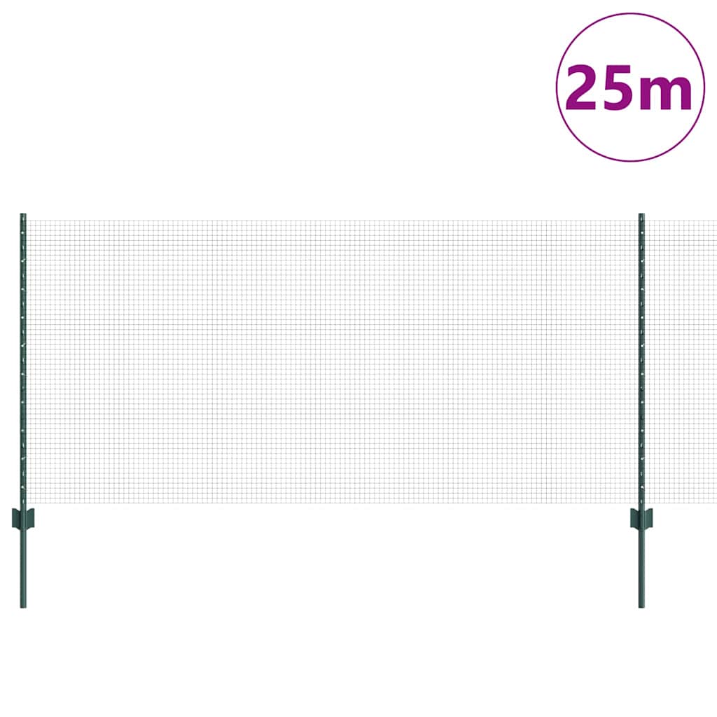 Vidaxxl Zaun mit Pfosten grün 1 x 25 m Stahl