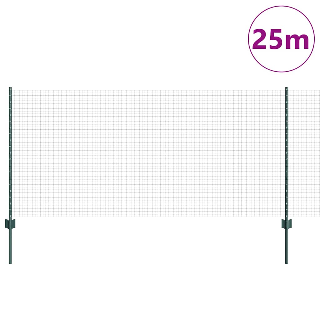 Vidaxxl Zaun mit Pfosten grün 1 x 25 m Stahl