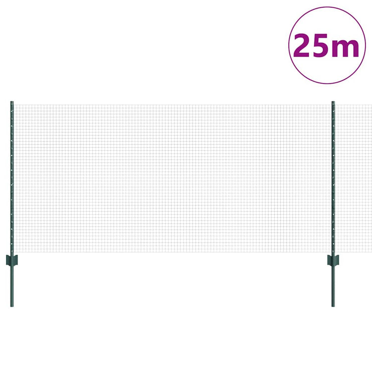 Vidaxxl Zaun mit Pfosten grün 1 x 25 m Stahl