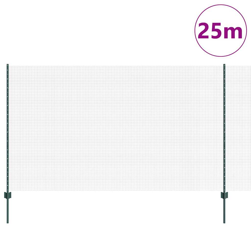 Vidaxxl-Zaun mit Pfosten grün 1,4 x 25 m aus Stahl und PVC