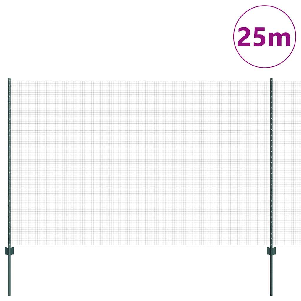 Vidaxxl-Zaun mit grünem Pfosten 1,5 x 25 m aus Stahl