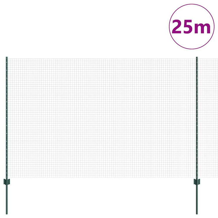 Vidaxxl-Zaun mit grünem Pfosten 1,5 x 25 m aus Stahl