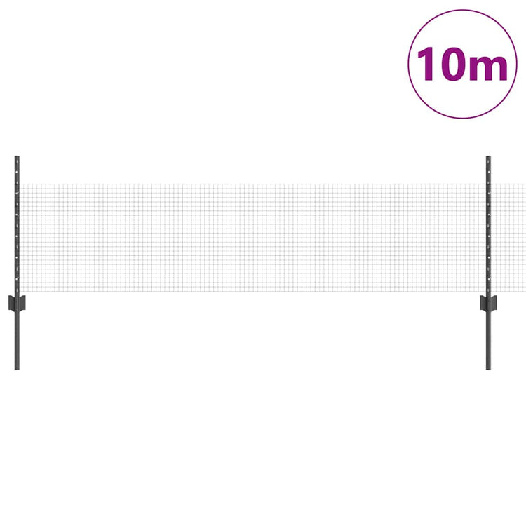 Vidaxxl Zaun mit Pfosten grau 0,5 x 10 m Stahl