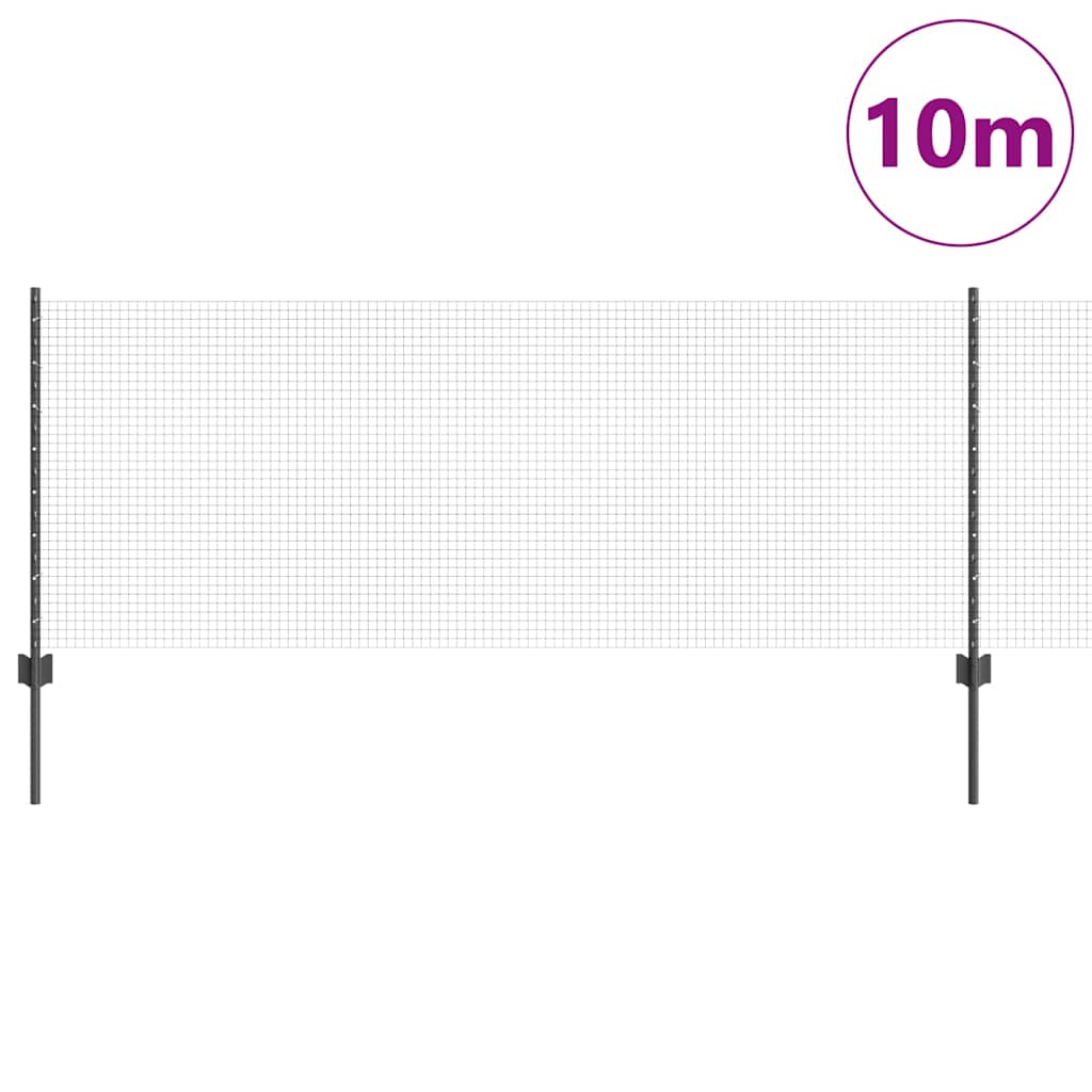 Vidaxl-Zaun mit Pfosten grau 0,8 x 10 m aus Stahl und PVC