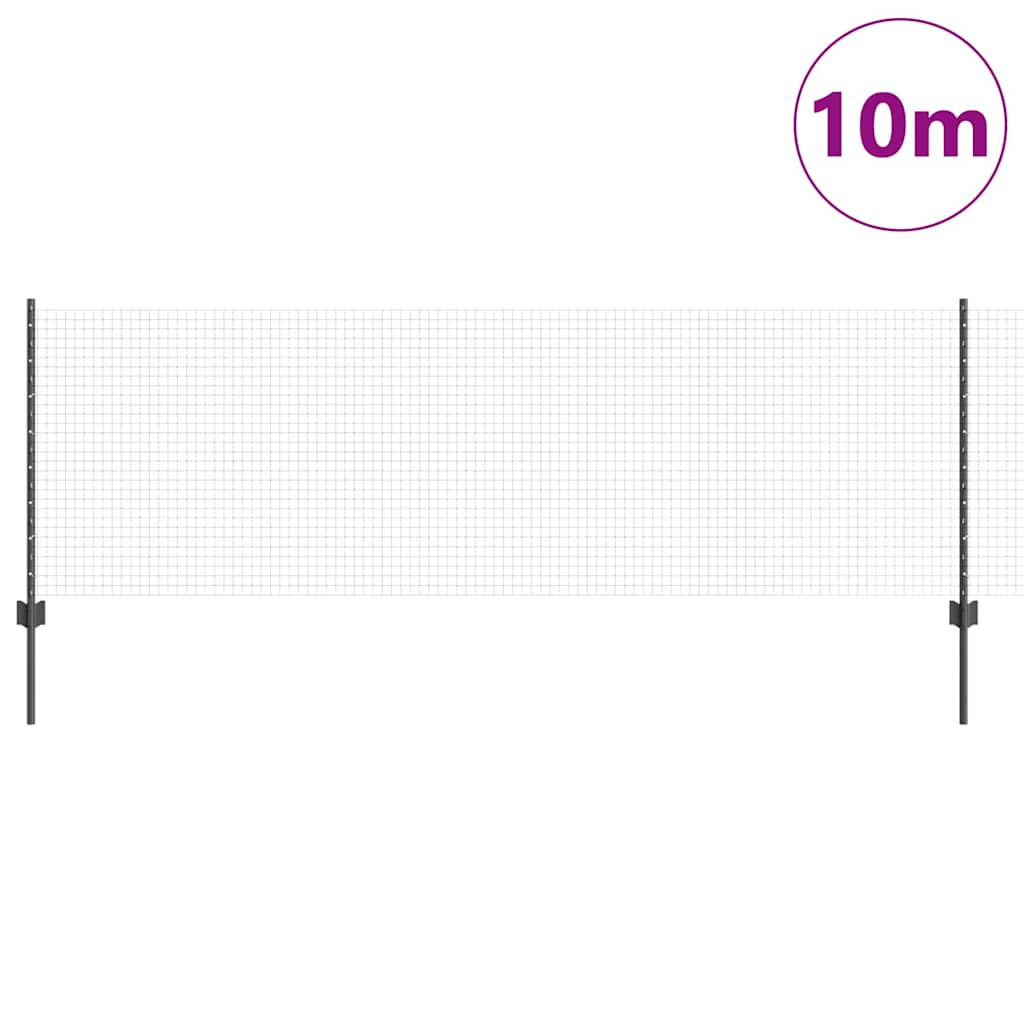 Vidaxl-Zaun mit Pfosten grau 0,8 x 10 m aus Stahl und PVC