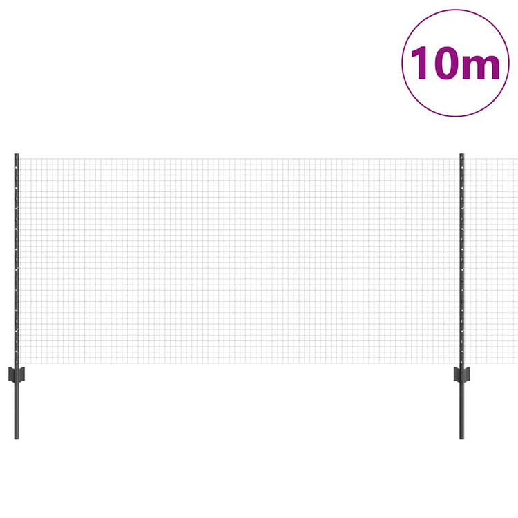 Vidaxxl Zaun mit Pfosten grau 1 x 10 m Stahl